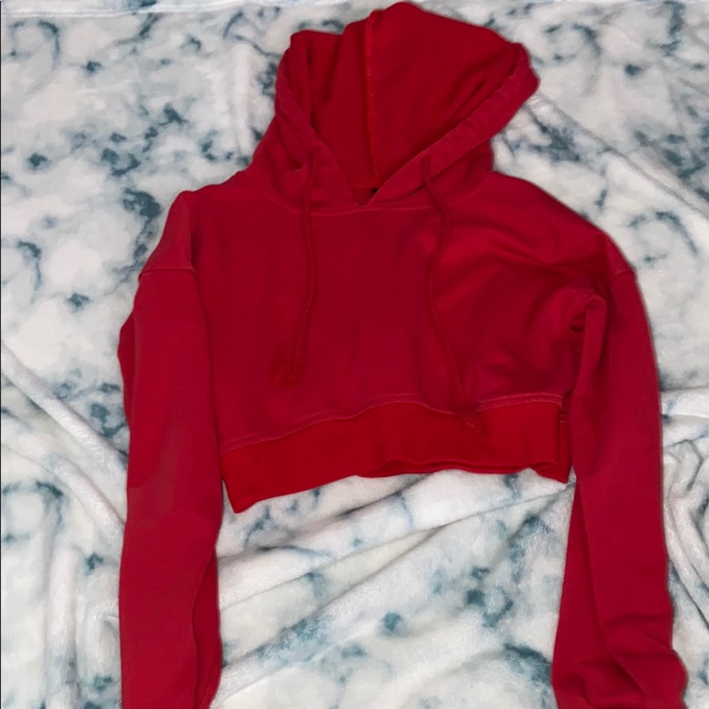 Red cropped hoodie